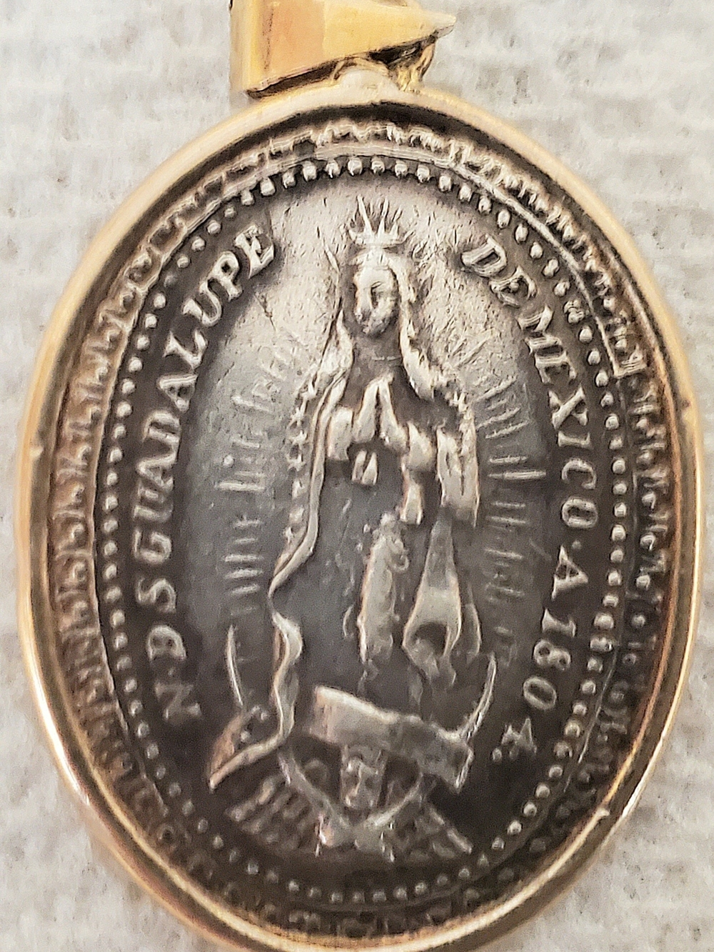 Vintage 14K Gold Guadalupe Pendant 1954 Catholic Jubilee Medal Struck 1804 Die